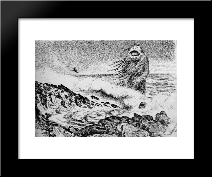 Sjotrollet 20x24 Black Modern Wood Framed Art Print Poster by Kittelsen, Theodor Severin
