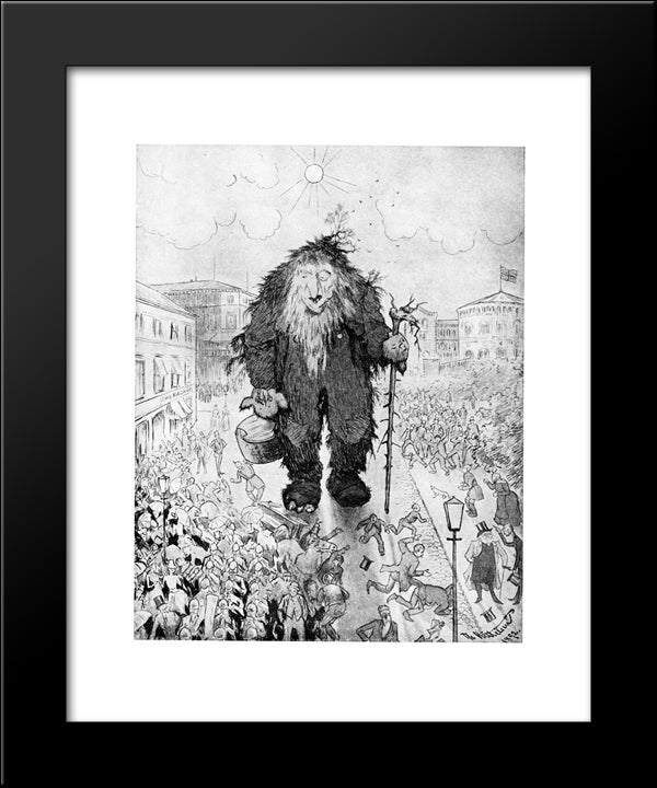 Troll At The Karl Johan Street - Trollet Pa Karl Johan 20x24 Black Modern Wood Framed Art Print Poster by Kittelsen, Theodor Severin