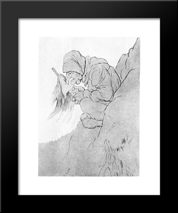 Trollkjerringen I Bergskorten 20x24 Black Modern Wood Framed Art Print Poster by Kittelsen, Theodor Severin