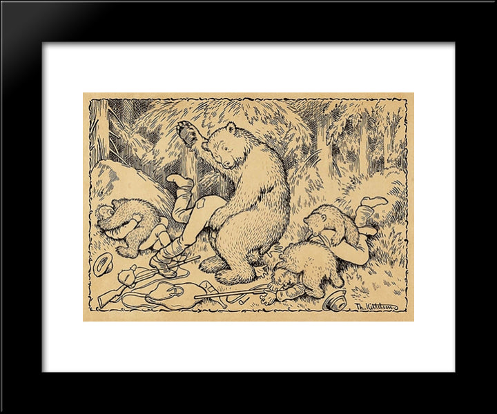 Uheldig Boernejakt En 20x24 Black Modern Wood Framed Art Print Poster by Kittelsen, Theodor Severin