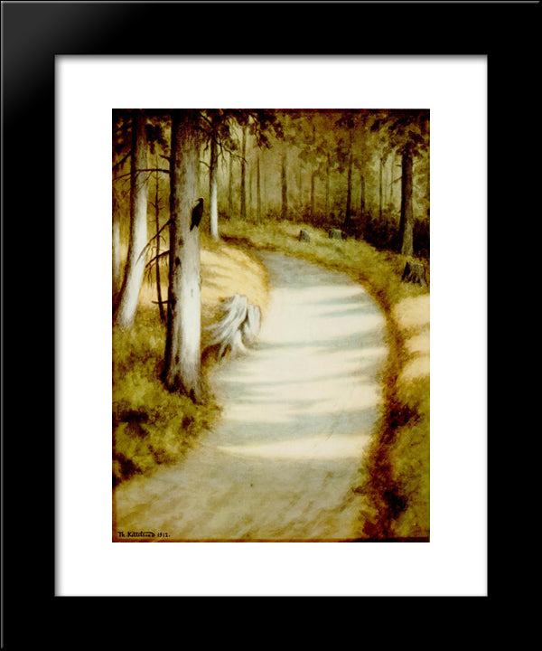 Woodpecker 20x24 Black Modern Wood Framed Art Print Poster by Kittelsen, Theodor Severin