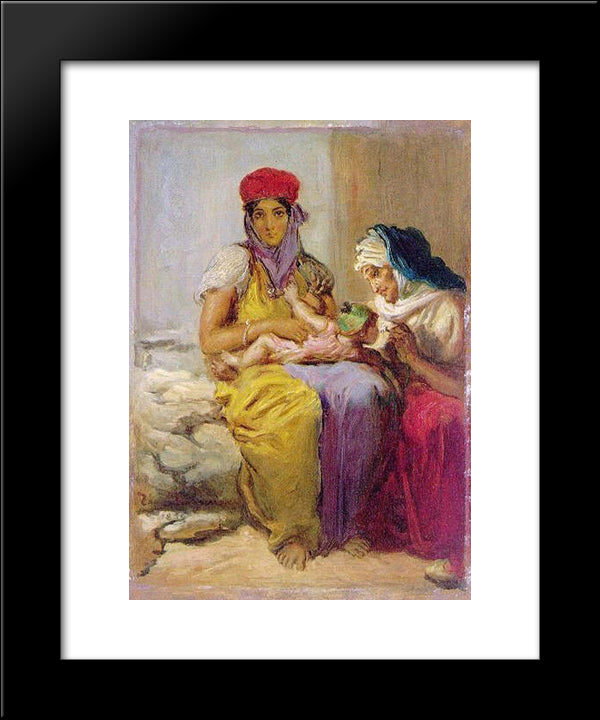 Young Moorish Woman Nursing Her Child 20x24 Black Modern Wood Framed Art Print Poster by Chasseriau, Theodore