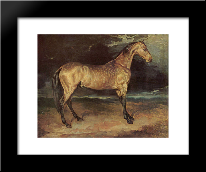 Horse In The Storm 20x24 Black Modern Wood Framed Art Print Poster by Gericault, Theodore