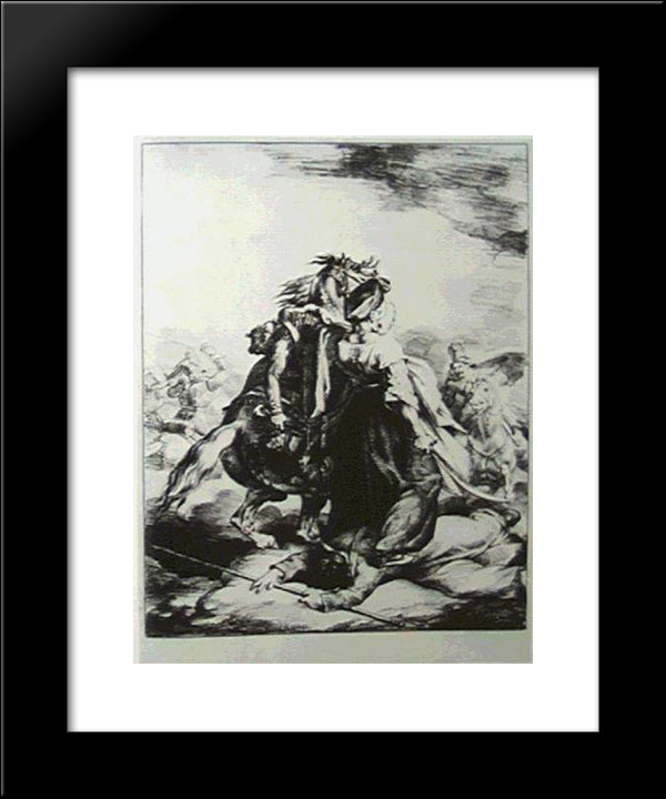 Mameluke Defending Wounded Trumpete 20x24 Black Modern Wood Framed Art Print Poster by Gericault, Theodore