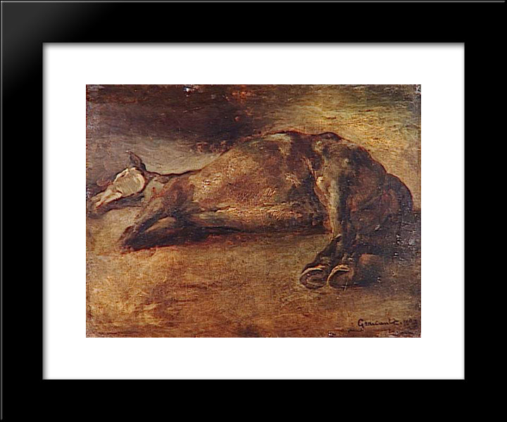 Study For Dead Horse 20x24 Black Modern Wood Framed Art Print Poster by Gericault, Theodore