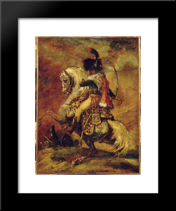 Study For Officer Of Chasseurs Of The Imperial Guard 20x24 Black Modern Wood Framed Art Print Poster by Gericault, Theodore