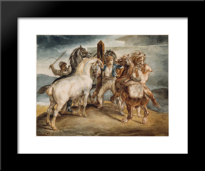 The Horse Market 20x24 Black Modern Wood Framed Art Print Poster by Gericault, Theodore