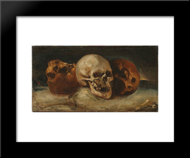 The Three Skulls 20x24 Black Modern Wood Framed Art Print Poster by Gericault, Theodore