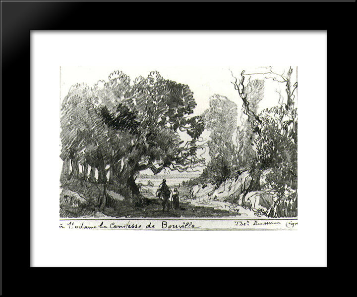A Path In The Forest 20x24 Black Modern Wood Framed Art Print Poster by Rousseau, Theodore