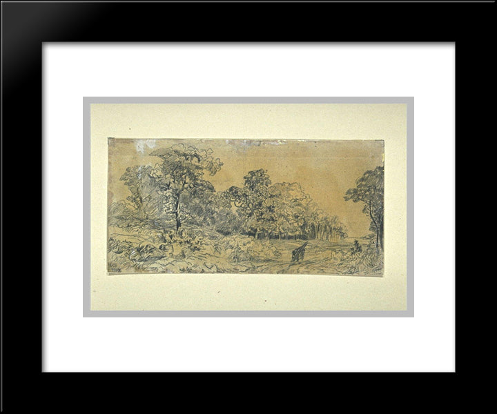 Carrier Bundles Of Wood On The Edge 20x24 Black Modern Wood Framed Art Print Poster by Rousseau, Theodore