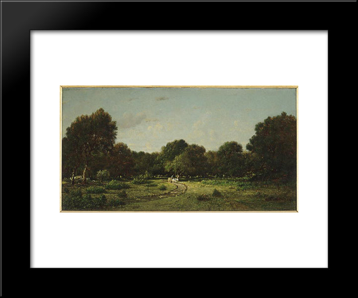 Clearing In The High Forest Of Fontainebleau Forest X, Said The Cart 20x24 Black Modern Wood Framed Art Print Poster by Rousseau, Theodore