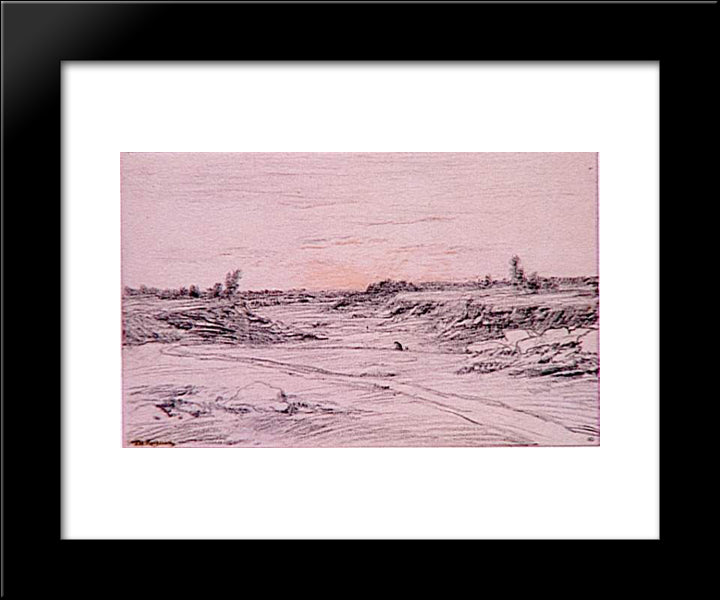 Fontainebleau 20x24 Black Modern Wood Framed Art Print Poster by Rousseau, Theodore