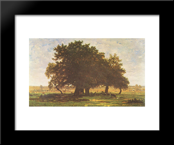 Holm Oaks, Apremont 20x24 Black Modern Wood Framed Art Print Poster by Rousseau, Theodore