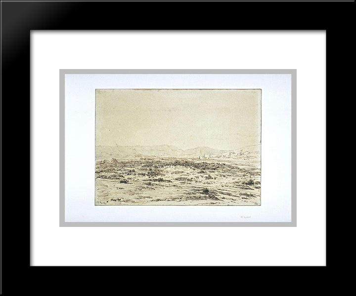 Long Rock In The Forest Of Fontainebleau 20x24 Black Modern Wood Framed Art Print Poster by Rousseau, Theodore