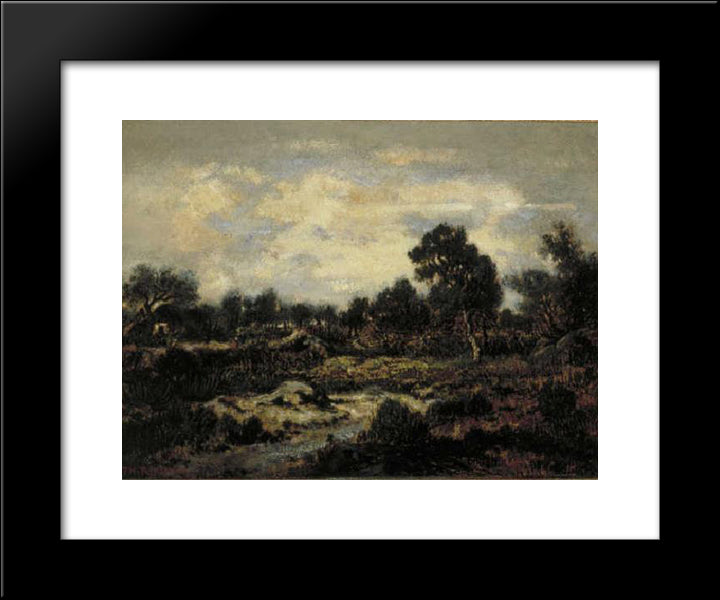 Mountain Landscape Near Fontainebleau 20x24 Black Modern Wood Framed Art Print Poster by Rousseau, Theodore