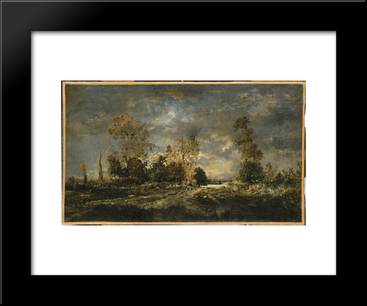Road In The Forest Of Fontainebleau 20x24 Black Modern Wood Framed Art Print Poster by Rousseau, Theodore