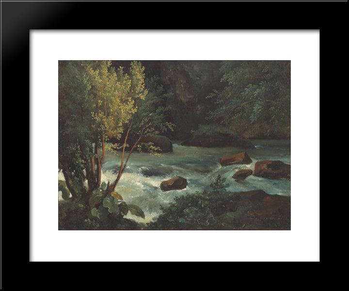 Stream In Auvergne Near Royat 20x24 Black Modern Wood Framed Art Print Poster by Rousseau, Theodore