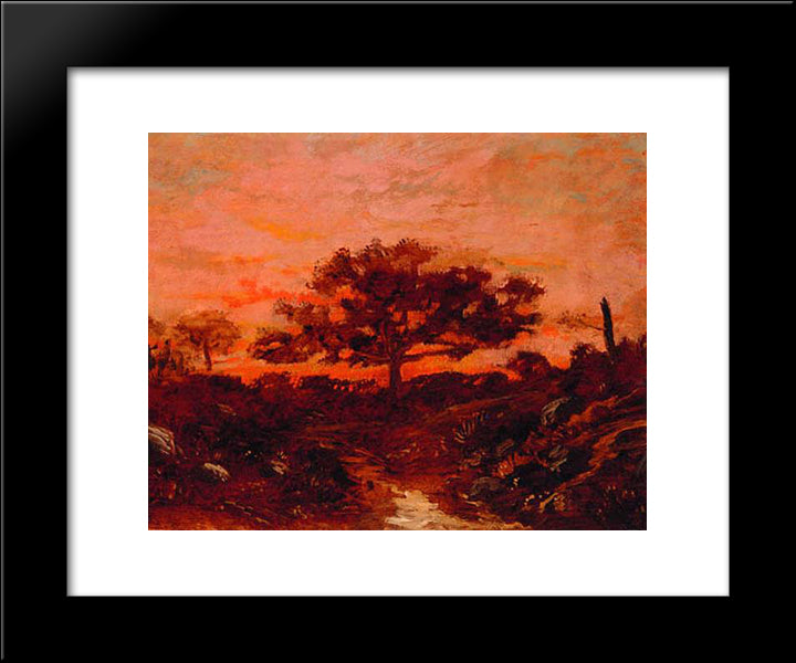 Study In The Forest Of Fontainebleau 20x24 Black Modern Wood Framed Art Print Poster by Rousseau, Theodore