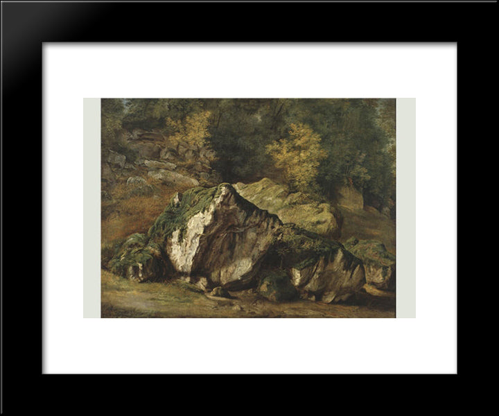 Study Of Rocks 20x24 Black Modern Wood Framed Art Print Poster by Rousseau, Theodore