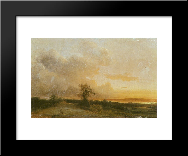 Sunset 20x24 Black Modern Wood Framed Art Print Poster by Rousseau, Theodore