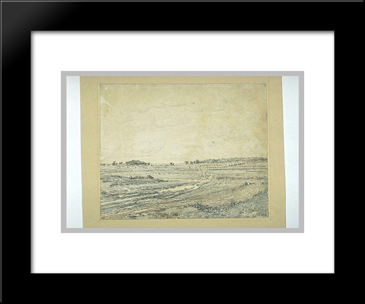 The Plain Of Barbizon 20x24 Black Modern Wood Framed Art Print Poster by Rousseau, Theodore