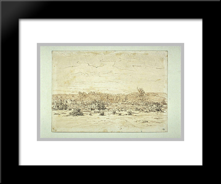 View Of Mountains Girard 20x24 Black Modern Wood Framed Art Print Poster by Rousseau, Theodore