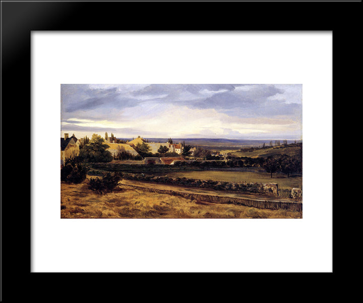 Village In Valley 20x24 Black Modern Wood Framed Art Print Poster by Rousseau, Theodore