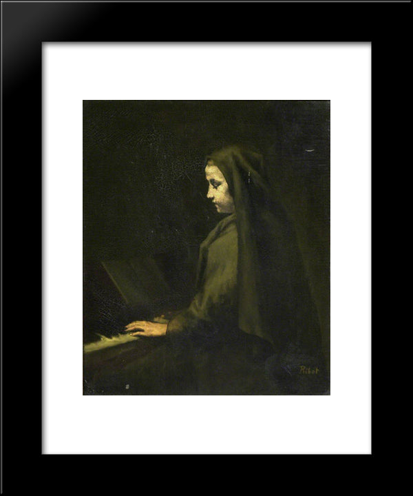 A Woman At The Piano 20x24 Black Modern Wood Framed Art Print Poster by Ribot, Theodule