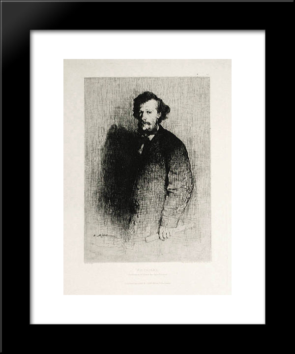 Alfred Cadart, Founder Of The Societe Des Aqua-Fortistes 20x24 Black Modern Wood Framed Art Print Poster by Ribot, Theodule