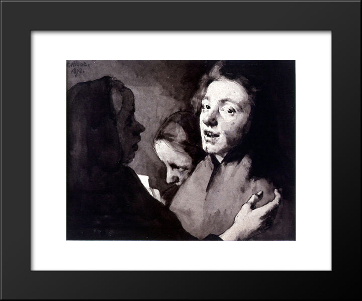 Conversation Piece Three Heads 20x24 Black Modern Wood Framed Art Print Poster by Ribot, Theodule