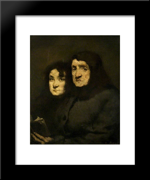 Mother And Daughter 20x24 Black Modern Wood Framed Art Print Poster by Ribot, Theodule