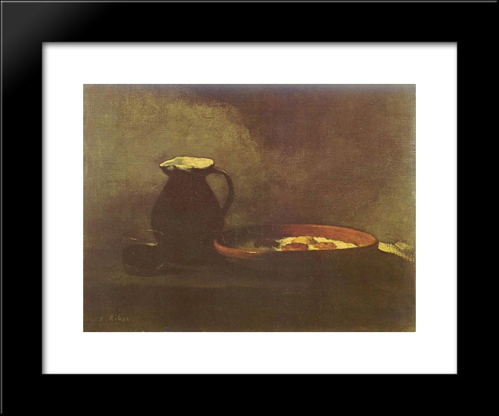 Stilleben Mit Spiegeleiern 20x24 Black Modern Wood Framed Art Print Poster by Ribot, Theodule