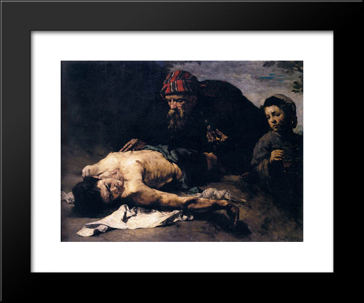 The Good Samaritan 20x24 Black Modern Wood Framed Art Print Poster by Ribot, Theodule