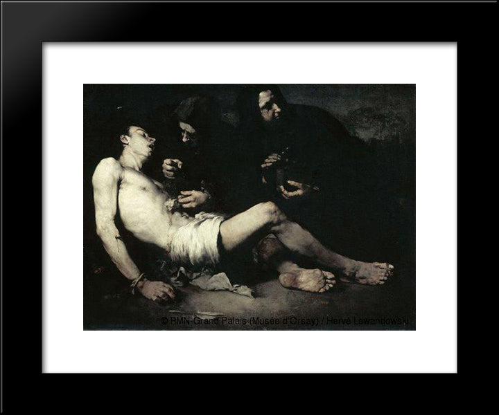 The Martyrdom Of St Sebastian 20x24 Black Modern Wood Framed Art Print Poster by Ribot, Theodule