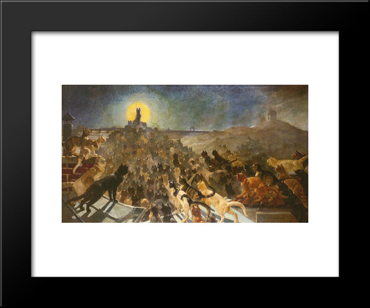 Apotheosis Of Cats 20x24 Black Modern Wood Framed Art Print Poster by Steinlen, Theophile