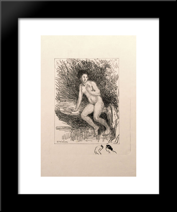 Au Bord De L'Eau 20x24 Black Modern Wood Framed Art Print Poster by Steinlen, Theophile