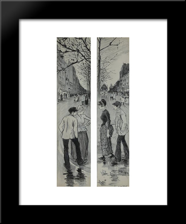 Belleville-Menilmontant Original Drawin 20x24 Black Modern Wood Framed Art Print Poster by Steinlen, Theophile