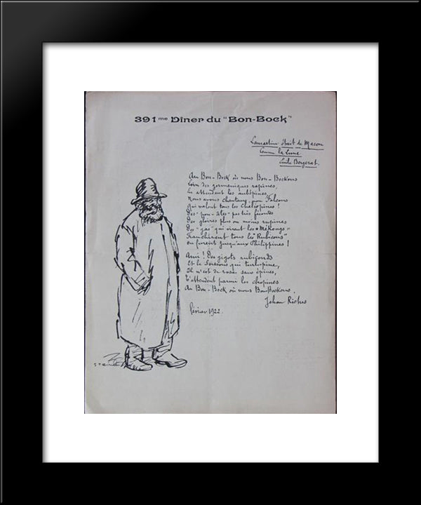 Bon-Bock Diner 20x24 Black Modern Wood Framed Art Print Poster by Steinlen, Theophile