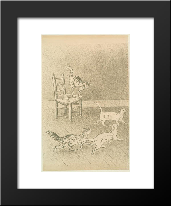 Cats Race 20x24 Black Modern Wood Framed Art Print Poster by Steinlen, Theophile