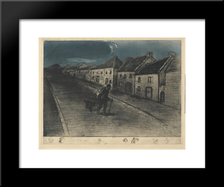 Chemineau Traversant Un Village Endormi -1902- -C 69- -2Nd State- -Collection Of The Bibliotheque Nationale De France-6004- 20x24 Black Modern Wood Framed Art Print Poster by Steinlen, Theophile