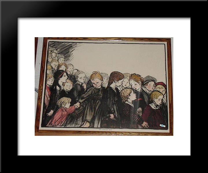 Children Poster 20x24 Black Modern Wood Framed Art Print Poster by Steinlen, Theophile