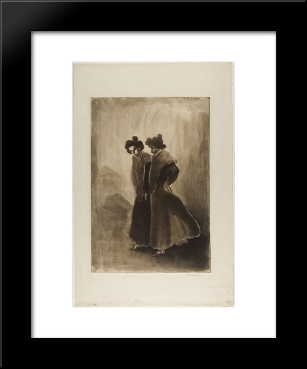 Deux Femmes 20x24 Black Modern Wood Framed Art Print Poster by Steinlen, Theophile