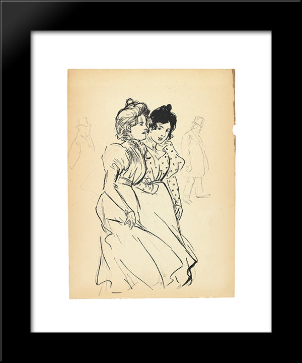 Deux Trottins-4056- 20x24 Black Modern Wood Framed Art Print Poster by Steinlen, Theophile