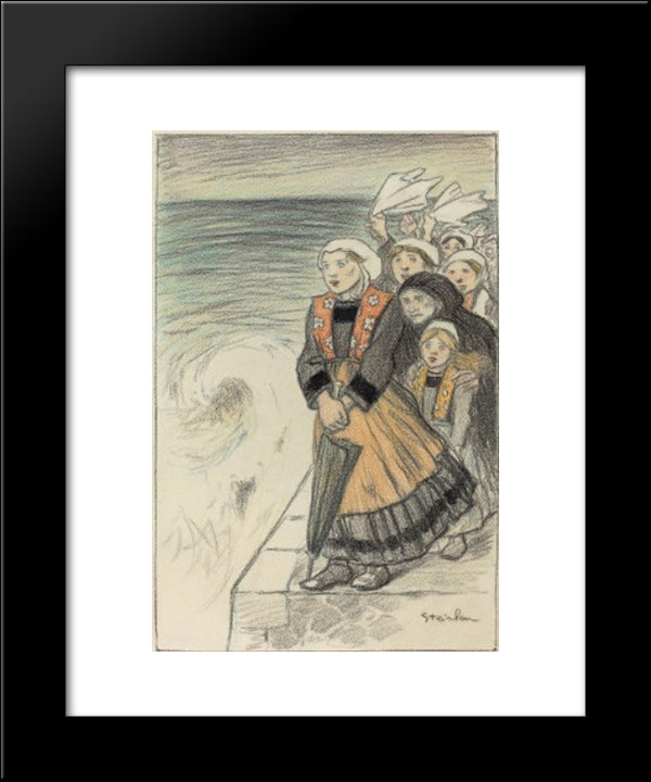 En Partance - Original Drawing 20x24 Black Modern Wood Framed Art Print Poster by Steinlen, Theophile