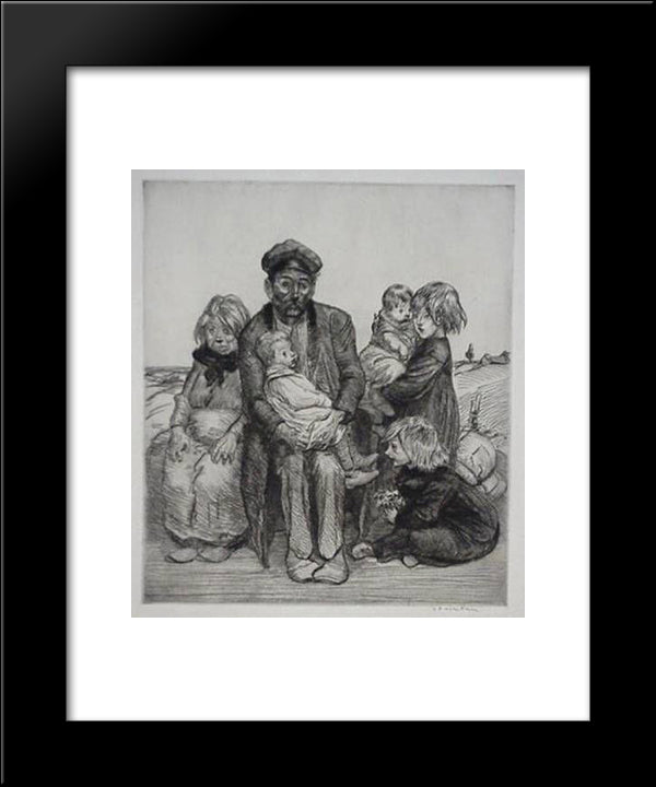 Family Etching 20x24 Black Modern Wood Framed Art Print Poster by Steinlen, Theophile