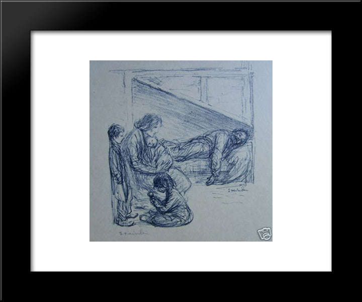 Family Lithograph 20x24 Black Modern Wood Framed Art Print Poster by Steinlen, Theophile