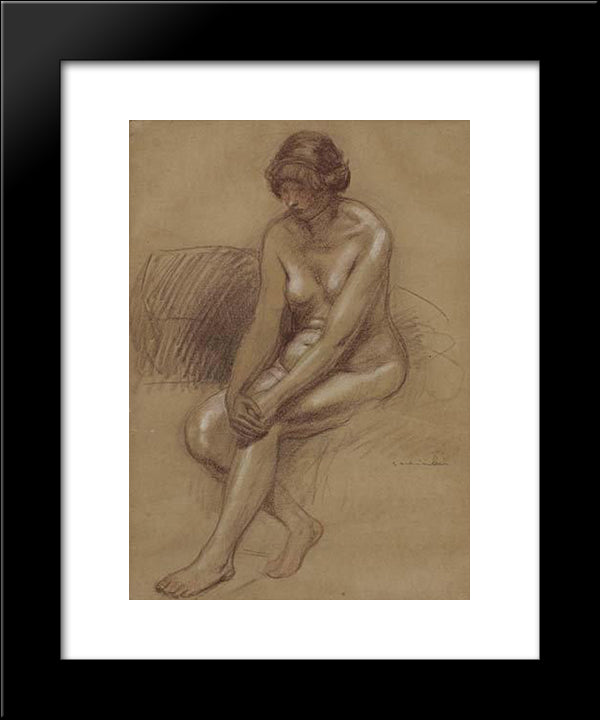 Femme Nue 20x24 Black Modern Wood Framed Art Print Poster by Steinlen, Theophile