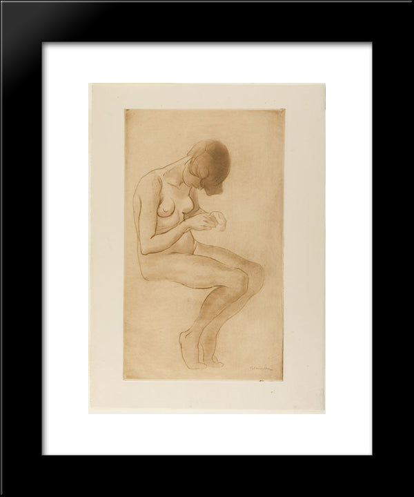 Femme Se Faisant Les Ongles 20x24 Black Modern Wood Framed Art Print Poster by Steinlen, Theophile