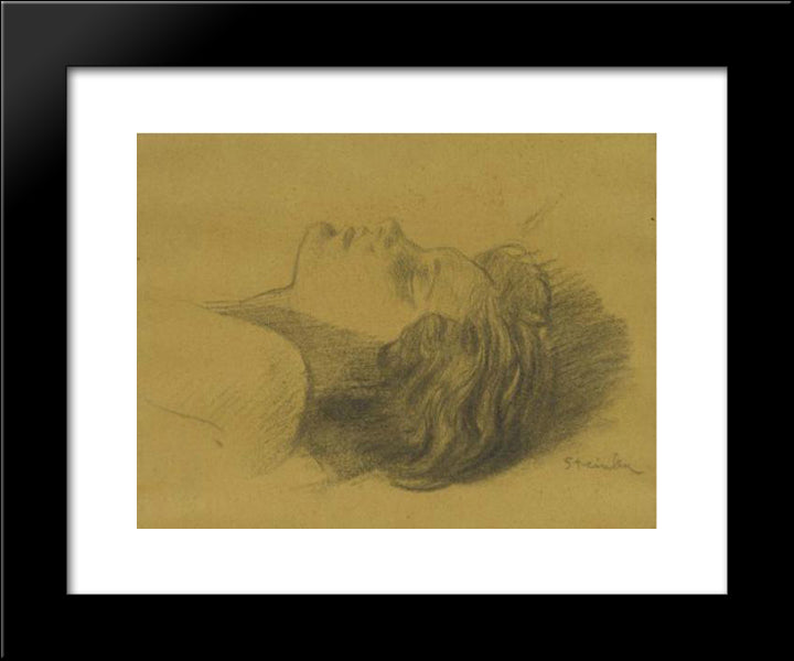 Head Of Sleeping Woman 20x24 Black Modern Wood Framed Art Print Poster by Steinlen, Theophile
