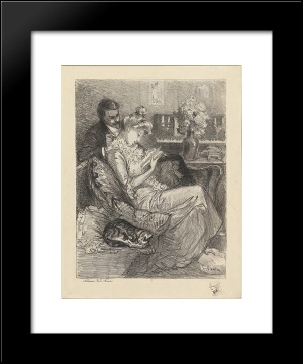Intimite 20x24 Black Modern Wood Framed Art Print Poster by Steinlen, Theophile